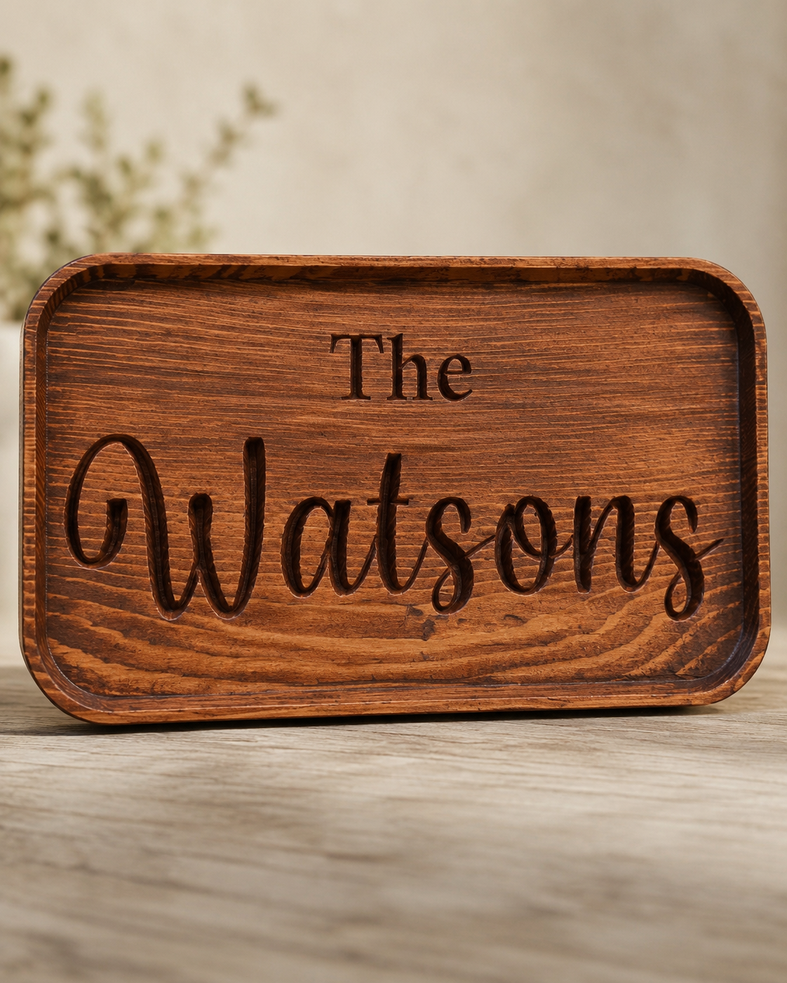CNC Carved Wooden Family Name Sign
